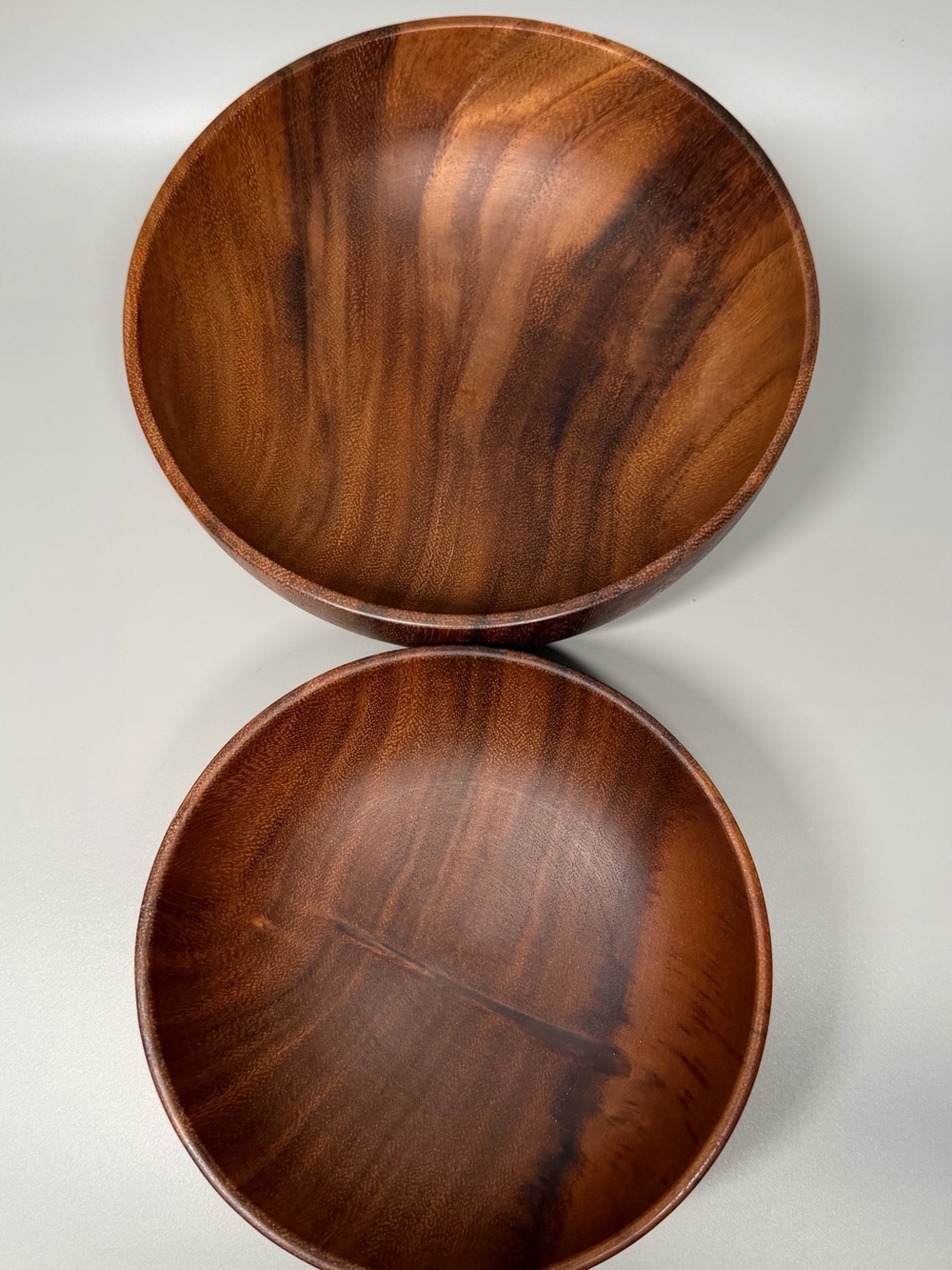 Handcrafted Wooden Serving Bowls - Warm Brown Set - Picture 2 of 5